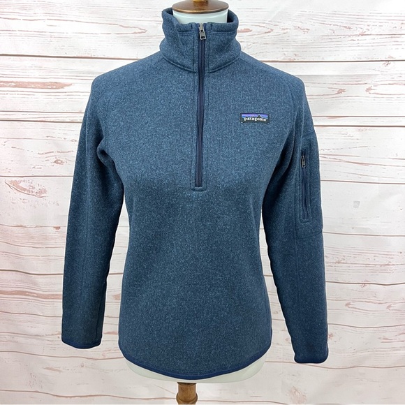Patagonia Better Sweater Half Zip Pullover Jacket 1/2 Zip Mock Neck Blue Fleece - Picture 1 of 10